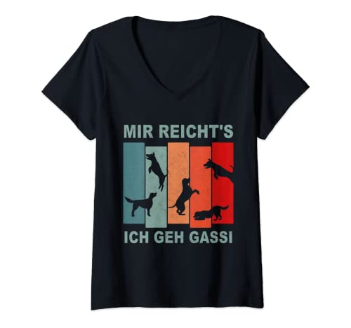 Damen Mir Reicht's Ich Geh Gassi Hund Lustige Sprüche T-Shirt mit V-Ausschnitt Damen Mir Reicht's Ich Geh Gassi Hund Lustige Sprüche T-Shirt mit V-Ausschnitt von Hunde & Geburtstag