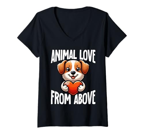 Damen Tiersliebe Von Oben - Niedlicher Gedenkhund T-Shirt mit V-Ausschnitt Damen Tiersliebe Von Oben - Niedlicher Gedenkhund T-Shirt mit V-Ausschnitt von Hundeadoption Tierschutzheim Haustieradvokat