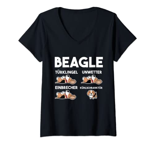 Damen Hund Beagle T-Shirt mit V-Ausschnitt Damen Hund Beagle T-Shirt mit V-Ausschnitt von Hundebesitzer Beagle Hunde Geschenk