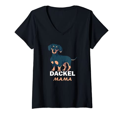 Damen Dackelmotiv Hundebesitzer süßer Hund T-Shirt mit V-Ausschnitt Damen Dackelmotiv Hundebesitzer süßer Hund T-Shirt mit V-Ausschnitt von Hundebesitzer Dackelmotiv Dachshund Geschenk