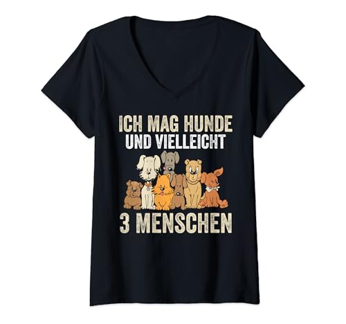 Damen Ich Mag Hunde Und 3 Menschen Hund T-Shirt mit V-Ausschnitt Damen Ich Mag Hunde Und 3 Menschen Hund T-Shirt mit V-Ausschnitt von Hundebesitzer Hund Geschenke