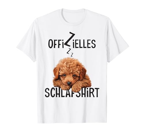 Hundebesitzer Langschläfer Geschenkidee Spruch Offizielles Schlafshirt Mit Hund Lustig Toypudel Pudel T-Shirt Unisex Erwachsene und Kinder Weiß Small Klassisch geschnitten, doppelt genähter Saum von Hundebesitzer Langschläfer Geschenkidee Spruch