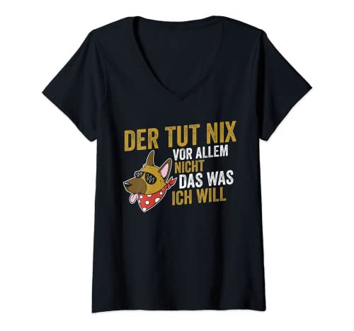 Damen Hund Malinois T-Shirt mit V-Ausschnitt Damen Hund Malinois T-Shirt mit V-Ausschnitt von Hundebesitzer Malinois Hunde Geschenk