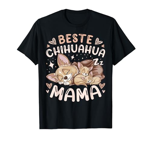 Beste Chihuahua Mama, Mutter Hund schläft mit 2 Welpen T-Shirt von Hundeeltern Geschenk Ideen by Conreo