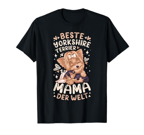 Beste Yorkshire Terrier Mama der Welt, Hundemutter mit Welpe T-Shirt von Hundeeltern Geschenk Ideen by Conreo