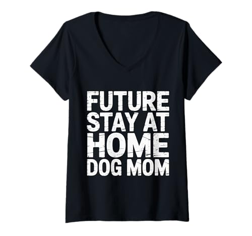 Damen Future Stay at Home Dog Mom Haustiere des Lebensstils - T-Shirt mit V-Ausschnitt Damen Future Stay at Home Dog Mom Haustiere des Lebensstils - T-Shirt mit V-Ausschnitt von Hundefell Elternleben