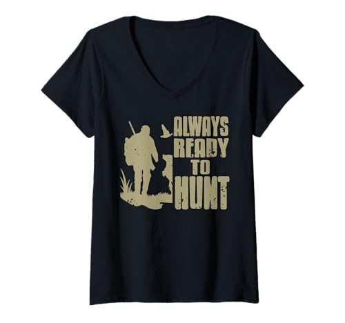 Damen Stets Bereit Zum Jagen Wildnis Abenteurer T-Shirt mit V-Ausschnitt Damen Stets Bereit Zum Jagen Wildnis Abenteurer T-Shirt mit V-Ausschnitt von Hundefreunde Und Jagdfans Im Freien