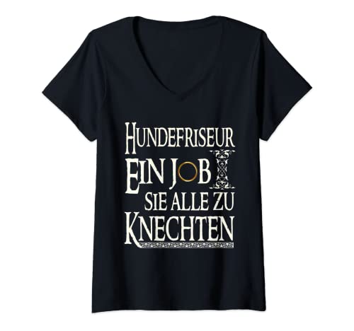 Damen Hundefriseur ein Job sie zu Knechten Lustiges Hundesalon T-Shirt mit V-Ausschnitt Damen Hundefriseur ein Job sie zu Knechten Lustiges Hundesalon T-Shirt mit V-Ausschnitt von Hundefriseur Beruf Hundesalon Humor Geschenke