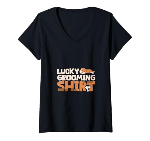 Damen Groomer Glück - Lucky Pflege Shirt T-Shirt mit V-Ausschnitt Damen Groomer Glück - Lucky Pflege Shirt T-Shirt mit V-Ausschnitt von Hundefriseur und Hundestylist Designs