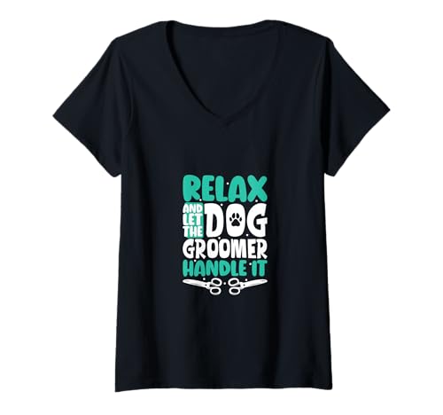 Damen Groomer regelt - Hundefriseur T-Shirt mit V-Ausschnitt Damen Groomer regelt - Hundefriseur T-Shirt mit V-Ausschnitt von Hundefriseur und Hundestylist Designs