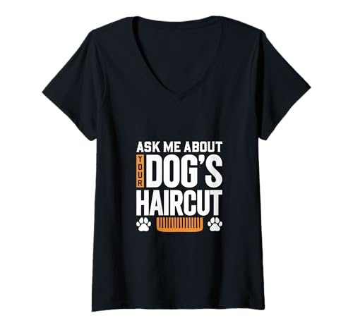 Damen Hundeschnitt Profi T-Shirt mit V-Ausschnitt Damen Hundeschnitt Profi T-Shirt mit V-Ausschnitt von Hundefriseur und Hundestylist Designs