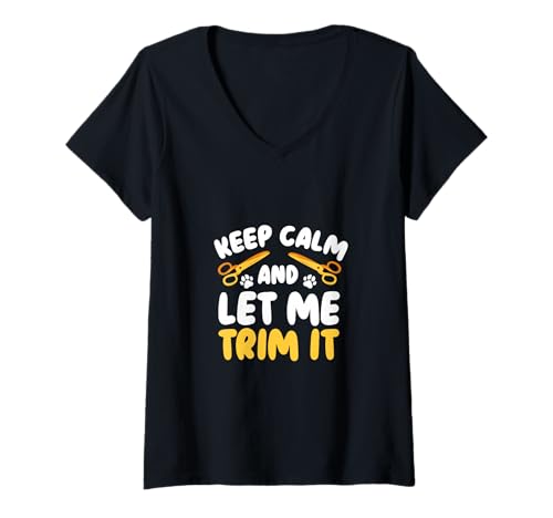 Damen Hundetrimm Spruch - Hundefriseur T-Shirt mit V-Ausschnitt Damen Hundetrimm Spruch - Hundefriseur T-Shirt mit V-Ausschnitt von Hundefriseur und Hundestylist Designs