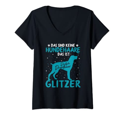 Damen Deutsch Drahthaar Shirt Glitzer Hundehaare Hundebesitzer T-Shirt mit V-Ausschnitt Damen Deutsch Drahthaar Shirt Glitzer Hundehaare Hundebesitzer T-Shirt mit V-Ausschnitt von Hundehaare Deutsch Drahthaar Glitzer Geschenk