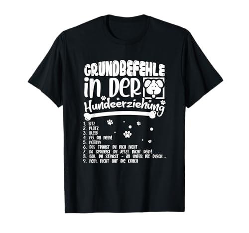 Hundehalter Geschenk Hundesprüche Hundeliebhaber - Grundbefehle der Hundeerziehung Hundetrainer Hundemotiv Herren T-Shirt Schwarz S Classic Cartoon Pattern Crew Neck Short Sleeve T-Shirt Hundehalter Geschenk Hundesprüche Hundeliebhaber - Grundbefehle der Hundeerziehung Hundetrainer Hundemotiv Herren T-Shirt Schwarz S Classic Cartoon Pattern Crew Neck Short Sleeve T-Shirt von Hundehalter Geschenk Hundesprüche Hundeliebhaber