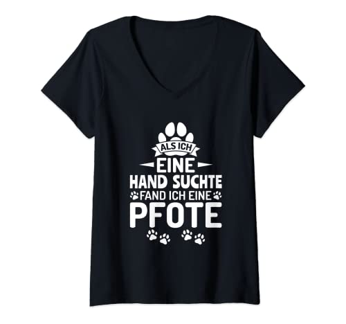 Damen Als ich eine Hand suchte fand ich eine Pfote Frauchen T-Shirt mit V-Ausschnitt Damen Als ich eine Hand suchte fand ich eine Pfote Frauchen T-Shirt mit V-Ausschnitt von Hundehalter Motive Frauchen & Herrchen