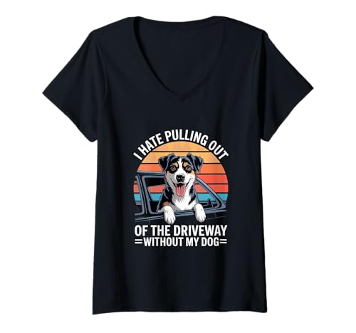 Damen Ich Hasse Es Die Einfahrt Zu Verlassen Ohne Meinen Hund T-Shirt mit V-Ausschnitt Damen Ich Hasse Es Die Einfahrt Zu Verlassen Ohne Meinen Hund T-Shirt mit V-Ausschnitt von Hundeliebhaber Autofahren Einfahrt Spruch