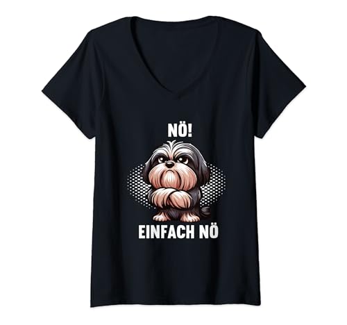 Damen Nö Einfach Nö Havaneser Hund Havanese Havaneserbesitzer T-Shirt mit V-Ausschnitt Damen Nö Einfach Nö Havaneser Hund Havanese Havaneserbesitzer T-Shirt mit V-Ausschnitt von Hundeliebhaber Hunderasse Motiv Havaneser