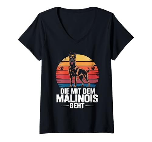 Damen Die Mit Dem Malinois Geht Hundeliebhaber T-Shirt mit V-Ausschnitt Damen Die Mit Dem Malinois Geht Hundeliebhaber T-Shirt mit V-Ausschnitt von Hundeliebhaber Malinois Fans Outdoor