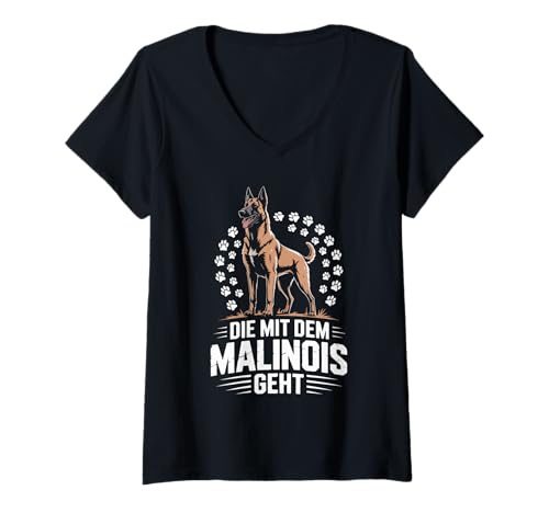Damen Die Mit Dem Malinois Geht Hundeliebhaber T-Shirt mit V-Ausschnitt Damen Die Mit Dem Malinois Geht Hundeliebhaber T-Shirt mit V-Ausschnitt von Hundeliebhaber Malinois Fans Outdoor