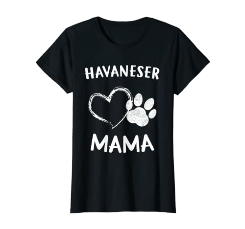 Damen Hundepfote Welpe Hund Pfötchen Herz Mama Havaneser T-Shirt von Hundeliebhaber Mutter Geschenk für Hundebesitzer