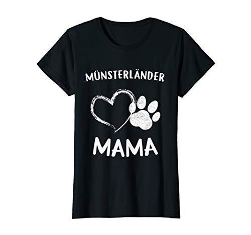 Damen Hundepfote Welpe Hund Pfötchen Herz Mama Münsterländer T-Shirt von Hundeliebhaber Mutter Geschenk für Hundebesitzer