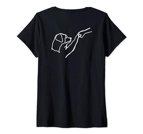 Damen Wandern mit Hund T-Shirt mit V-Ausschnitt Damen Wandern mit Hund T-Shirt mit V-Ausschnitt von Hundeliebhaber Naturfreund Wanderabenteuer Berge