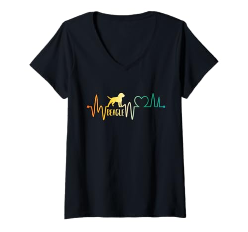 Damen Hund Beagle T-Shirt mit V-Ausschnitt Damen Hund Beagle T-Shirt mit V-Ausschnitt von Hunderasse Beagle