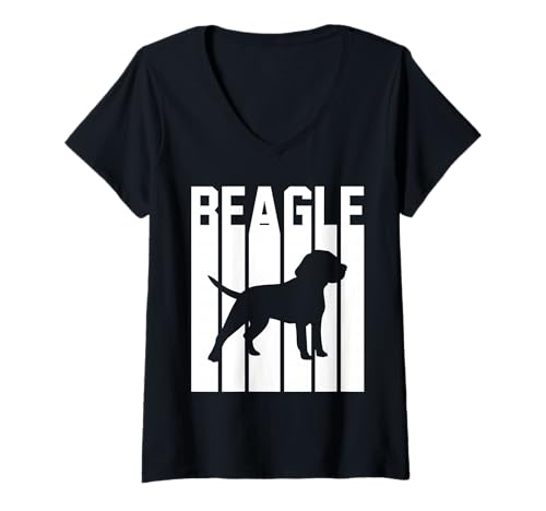 Damen Hund Beagle T-Shirt mit V-Ausschnitt Damen Hund Beagle T-Shirt mit V-Ausschnitt von Hunderasse Beagle