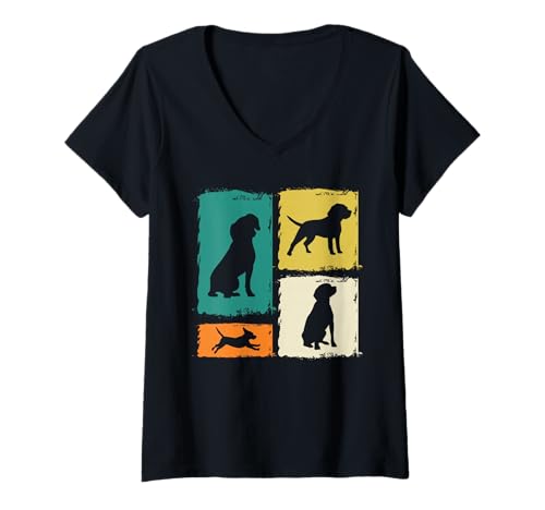 Damen Hund Beagle T-Shirt mit V-Ausschnitt Damen Hund Beagle T-Shirt mit V-Ausschnitt von Hunderasse Beagle