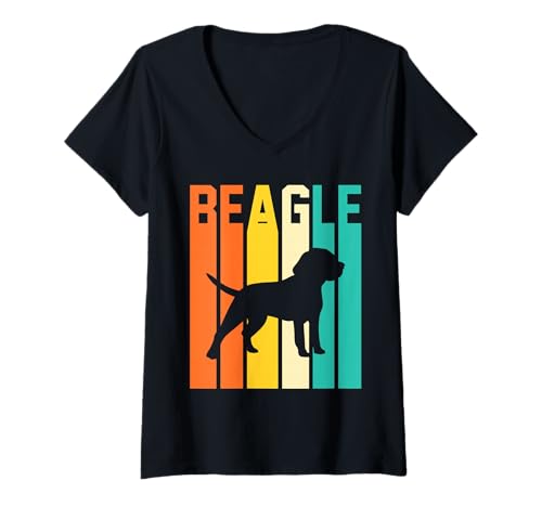 Damen Hund Beagle T-Shirt mit V-Ausschnitt Damen Hund Beagle T-Shirt mit V-Ausschnitt von Hunderasse Beagle