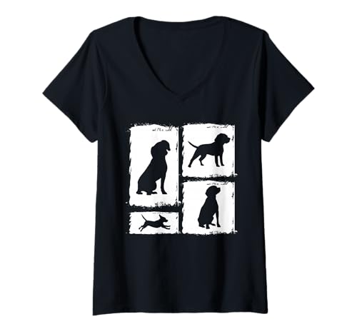 Damen Hund Beagle T-Shirt mit V-Ausschnitt Damen Hund Beagle T-Shirt mit V-Ausschnitt von Hunderasse Beagle