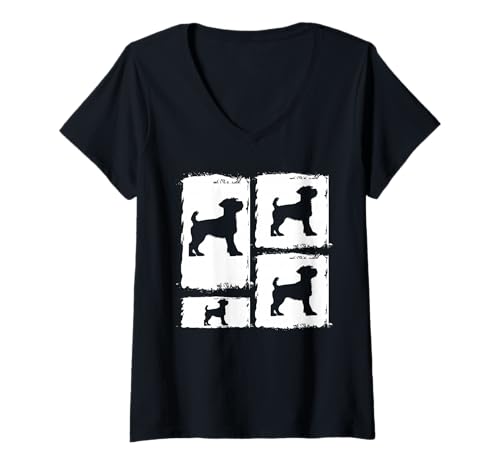 Damen Hund Border Terrier T-Shirt mit V-Ausschnitt von Hunderasse Border Terrier