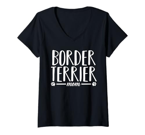 Damen Hund Border Terrier T-Shirt mit V-Ausschnitt Damen Hund Border Terrier T-Shirt mit V-Ausschnitt von Hunderasse Border Terrier