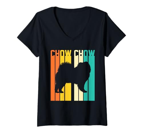 Damen Hund Chow Chow T-Shirt mit V-Ausschnitt Damen Hund Chow Chow T-Shirt mit V-Ausschnitt von Hunderasse Chow Chow