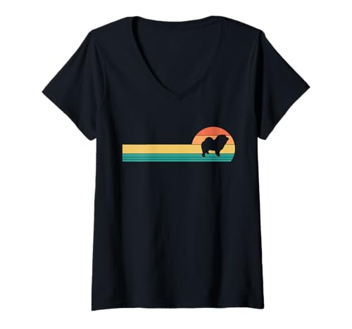 Damen Hund Chow Chow T-Shirt mit V-Ausschnitt Damen Hund Chow Chow T-Shirt mit V-Ausschnitt von Hunderasse Chow Chow