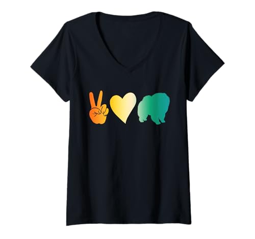 Damen Hund Chow Chow T-Shirt mit V-Ausschnitt Damen Hund Chow Chow T-Shirt mit V-Ausschnitt von Hunderasse Chow Chow