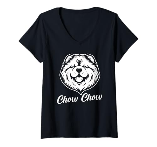 Damen Hund Chow Chow T-Shirt mit V-Ausschnitt Damen Hund Chow Chow T-Shirt mit V-Ausschnitt von Hunderasse Chow Chow
