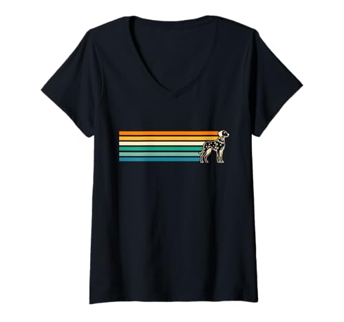Damen Hund Dalmatiner T-Shirt mit V-Ausschnitt Damen Hund Dalmatiner T-Shirt mit V-Ausschnitt von Hunderasse Dalmatiner