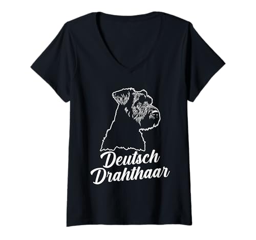 Damen Hund Deutsch Drahthaar T-Shirt mit V-Ausschnitt Damen Hund Deutsch Drahthaar T-Shirt mit V-Ausschnitt von Hunderasse Deutsch Drahthaar
