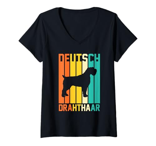 Damen Hund Deutsch Drahthaar T-Shirt mit V-Ausschnitt Damen Hund Deutsch Drahthaar T-Shirt mit V-Ausschnitt von Hunderasse Deutsch Drahthaar