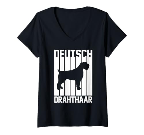 Damen Hund Deutsch Drahthaar T-Shirt mit V-Ausschnitt Damen Hund Deutsch Drahthaar T-Shirt mit V-Ausschnitt von Hunderasse Deutsch Drahthaar