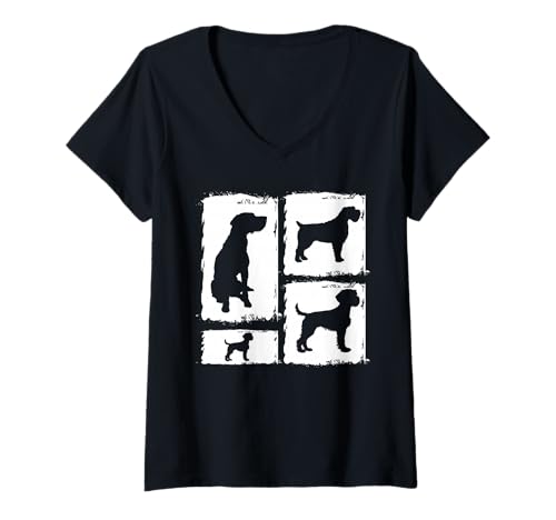 Damen Hund Deutsch Drahthaar T-Shirt mit V-Ausschnitt Damen Hund Deutsch Drahthaar T-Shirt mit V-Ausschnitt von Hunderasse Deutsch Drahthaar