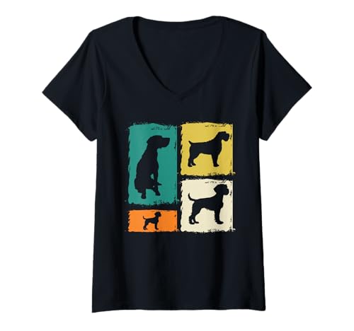 Damen Hund Deutsch Drahthaar T-Shirt mit V-Ausschnitt Damen Hund Deutsch Drahthaar T-Shirt mit V-Ausschnitt von Hunderasse Deutsch Drahthaar