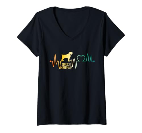 Damen Hund Deutsch Drahthaar T-Shirt mit V-Ausschnitt Damen Hund Deutsch Drahthaar T-Shirt mit V-Ausschnitt von Hunderasse Deutsch Drahthaar