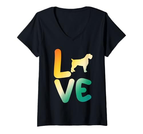 Damen Hund Deutsch Drahthaar T-Shirt mit V-Ausschnitt Damen Hund Deutsch Drahthaar T-Shirt mit V-Ausschnitt von Hunderasse Deutsch Drahthaar