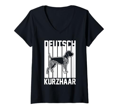 Damen Hund Deutsch Kurzhaar T-Shirt mit V-Ausschnitt Damen Hund Deutsch Kurzhaar T-Shirt mit V-Ausschnitt von Hunderasse Deutsch Kurzhaar