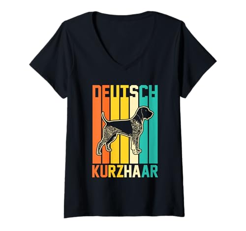 Damen Hund Deutsch Kurzhaar T-Shirt mit V-Ausschnitt Damen Hund Deutsch Kurzhaar T-Shirt mit V-Ausschnitt von Hunderasse Deutsch Kurzhaar