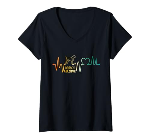 Damen Hund Deutsch Kurzhaar T-Shirt mit V-Ausschnitt Damen Hund Deutsch Kurzhaar T-Shirt mit V-Ausschnitt von Hunderasse Deutsch Kurzhaar