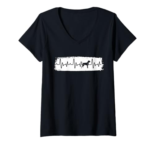 Damen Hund Deutsch Kurzhaar T-Shirt mit V-Ausschnitt Damen Hund Deutsch Kurzhaar T-Shirt mit V-Ausschnitt von Hunderasse Deutsch Kurzhaar