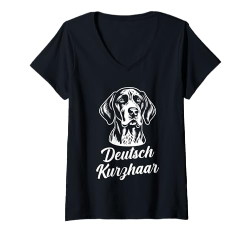 Damen Hund Deutsch Kurzhaar T-Shirt mit V-Ausschnitt Damen Hund Deutsch Kurzhaar T-Shirt mit V-Ausschnitt von Hunderasse Deutsch Kurzhaar
